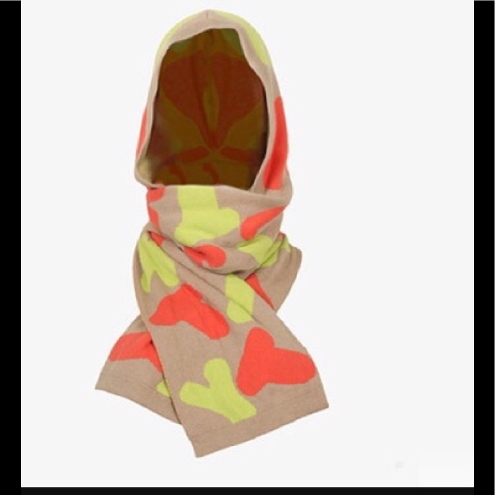 Forever 21 Beige Scarf with Neon Orange and Lime Green Accents